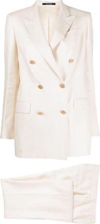 Tagliatore double-breasted linen suit - women - Linen/Flax - 46 - Neutrals