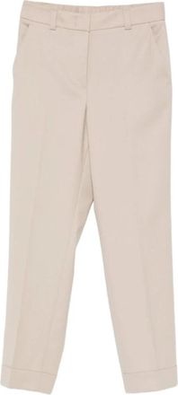 PESERICO broek met persplooi - Dames - Straight fit broeken - Beige - M - Leer - Broeken