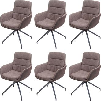 Hhg Nunca Usado] Juego De 6 Sillas De Comedor Hhg 655, Silla De Cocina Sill&oacute;n Silla, Posici&oacute;n Autom&aacute;tica Giratoria, Tela Mvg, Marr&oacute;n-marr&oacute;n Oscuro