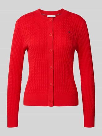 Tommy Hilfiger Slim Fit Strickjacke aus reiner Baumwolle in Rot, Gr&ouml;&szlig;e XL