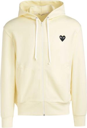 Comme Des Gar&ccedil;ons Ivoor hoodie met zwart hart - Heren - Sweatshirts & Hoodies - Geel - Maat: XL Poliester