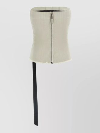 Rick Owens strapless bustier top asymmetric frayed hem