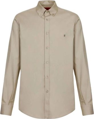 Carolina Herrera Satijnen overhemd - Heren - Casual Overhemden - Beige - M - Satijn - Overhemden