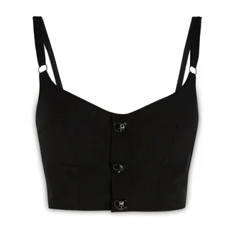 Moschino Tops, Dames, Zwart, M, Fabric Crop Top
