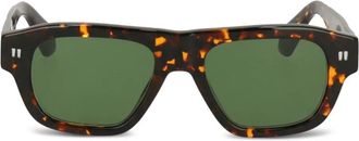 Off-white tortoiseshell round-frame sunglasses - Black