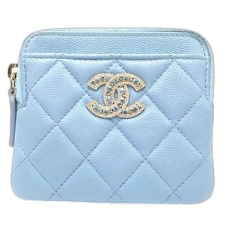 Chanel Light Blue Grained Calfskin Coin Purse/Coin Case (Pre-Owned)
