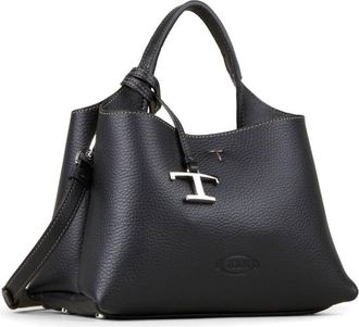 Tod's Womens Tote Bag T Timeless Black Leather Calf Handbags Hand