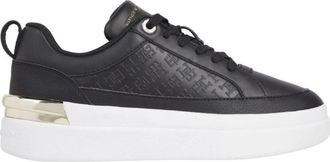 Tommy Hilfiger Lux Court Sneaker Monogram - Dames - Sneakers - Zwart - 41 EU - Leer - Schoenen