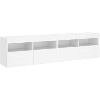 vidaXL Vidaxl - Muebles De Tv De Pared Con Luces Led 2 Uds Blanco 80x30x40 Cm