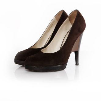 Saint Laurent Yves Saint Laurent, su&egrave;de pump met architectonische hak