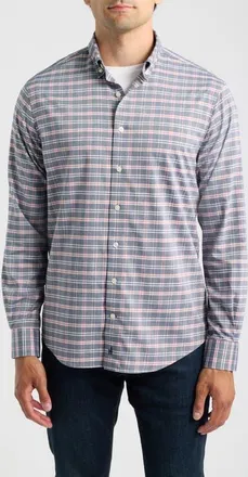 Johnnie-O Basswood Plaid Performance Long Sleeve Button Down Shirt in Navy at Nordstrom, Size Xx-Large