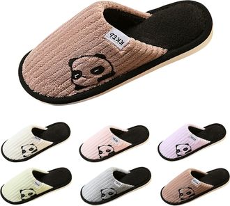 Generic Womens Flat Slippers Womens Panda Slippers Cute Cartoon Slipper Closed Toe Silent Slipper Winter House Shoes Comfy Warm Slides Wide Fit Ladies Slides 
