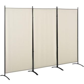 HOMCOM Separ&eacute; da Interno Pieghevole a 3 Pannelli in Metallo e Poliestere Beige