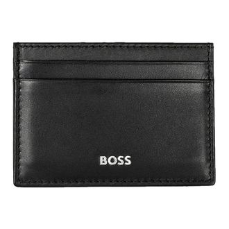 HUGO BOSS Accessoires, Heren, Zwart, ONE Size, Leer, Elegante Leren Creditcardhouder Randy Zwart