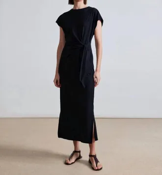 Apiece Apart Vanina Cinched Midi Dress In Black