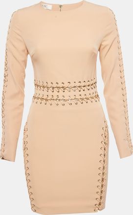 House of CB House Of Cb Beige Crepe Lace-Up Sheath Dress