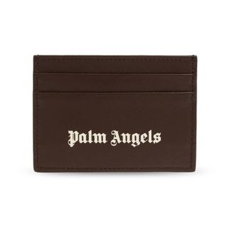 Palm Angels Accessoires, Heren, Bruin, ONE Size, Leer, Leren Kaarthouder Met Logo
