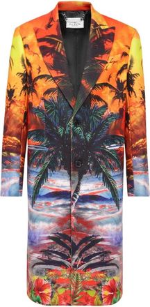 Philipp Plein Wool Coat Long Hawaii - Heren - Mantel - Veelkleurig - L - Wol - Jassen