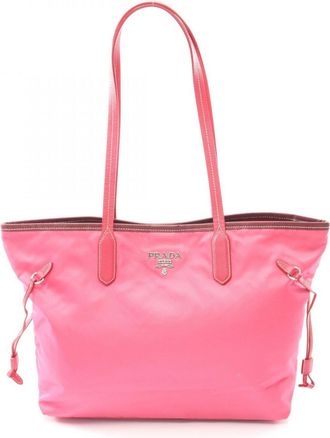 Prada Pink Nylon Leather Tote Bag (Pre-Owned)