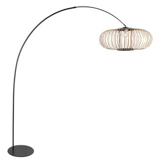 Anne Lighting L&aacute;mpara De Pie - Natural Negro - Curve - Bamb&uacute; Metal - L&aacute;mpara De