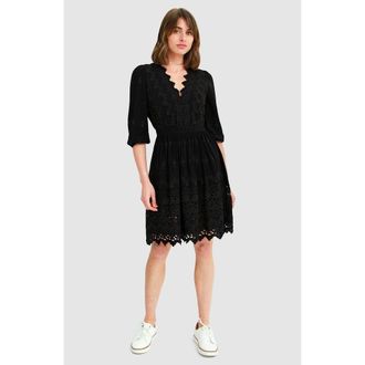 Belle & Bloom Sweet Talk Eyelet Mini Dress in Black at Nordstrom, Size Medium Au