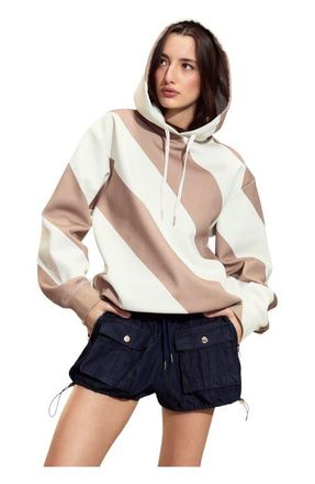 Cynthia Rowley Drew Striped Hoodie in Camel White at Nordstrom, Size X-Small