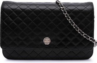 Chanel Pre-owned Womens Wallet On Chain Quilted - Black Leather - One Size
