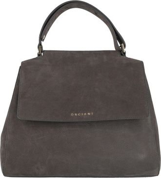 Orciani Nubuck Leather Medium Shoulder Bag with Flap Closure