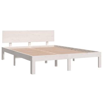 Berkfield Home Beautiful Bed Frame White Solid Wood Pine 140x190 cm