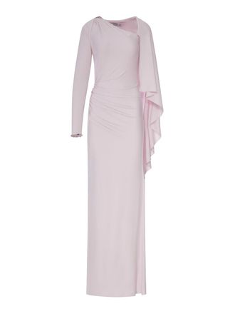 Self Portrait Long Draped Pink Jersey Dress