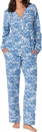 Bedhead Pajamas Long Sleeve Classic Stretch Jersey Pajama Set - Plus In Blue