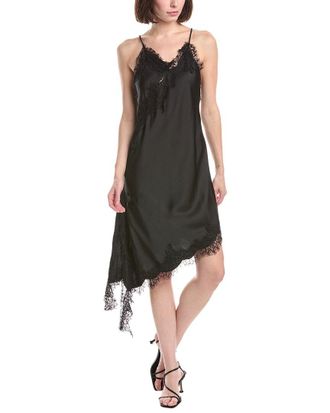 Beulah Lace Mesh Trim Detail Satin Asymmetrical Dress