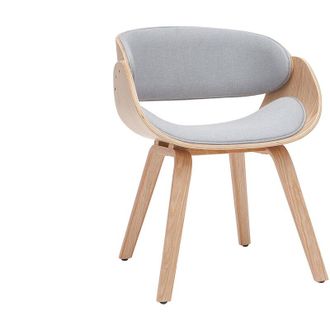 Miliboo Sedia design in tessuto grigio e legno chiaro BENT