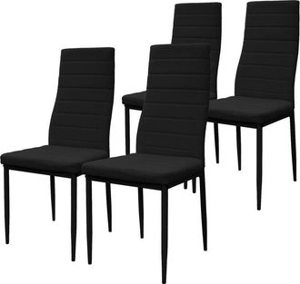 ML Design Ml-design - Juego de 4 Sillas de Comedor Tapizadas en Piel Sintética Color Negro, Asiento de Cocina o Salón con Respaldo Alto y Patas de Metal