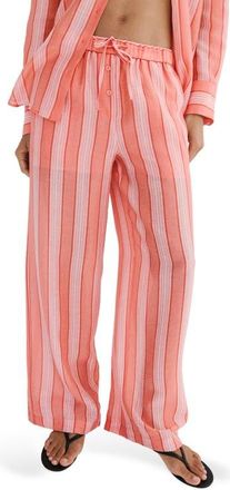 Mango Straight Fit Stripe Pants in Orange at Nordstrom, Size Medium
