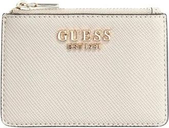 Guess Laurel Saffiano Creditcardhouder - Dames - Accessoires - Beige - Maat: ONE Size Zijde