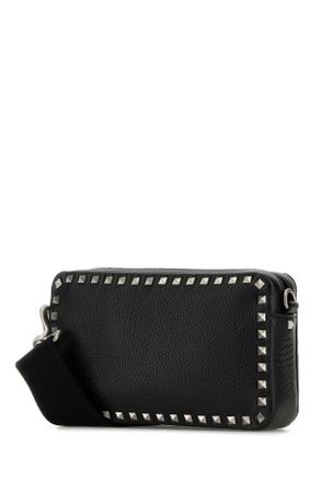 Valentino Garavani Mens Black Leather Rockstud Crossbody Bag Nero Borse A Tracolla