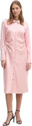 DKNY Satin-Panelled Button-Front Midi Jurk - Dames - Shirt Kleedjes - Roze - 3XS - Polyester - Kleedjes