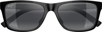 Maui Jim 57mm PolarizedPlus2 Rectangular Sunglasses in Black at Nordstrom