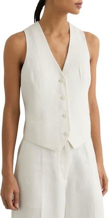 Reiss Alyx Linen Blend Tailored Vest in White at Nordstrom, Size 10 Us