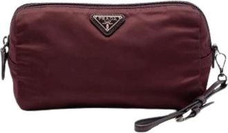 Prada Pre-owned Clutches, female, Red, Size: ONE SIZE Pre-owned Nylon Clutch Pouch