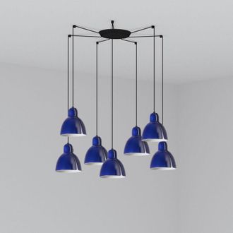 Faro Barcelona Faro Venice L&aacute;mpara Colgante Cluster Drop 7 Luces Azul Cobalto