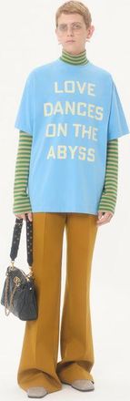 Valentino T-Shirt Valentino In Cotone Con Stampa Love Dances On The Abyss & Made In Valentino Uomo CELESTE 3XL