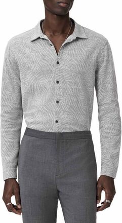 John Varvatos Paladino Jacquard Button-Up Shirt in Grey Sky at Nordstrom, Size Xx-Large