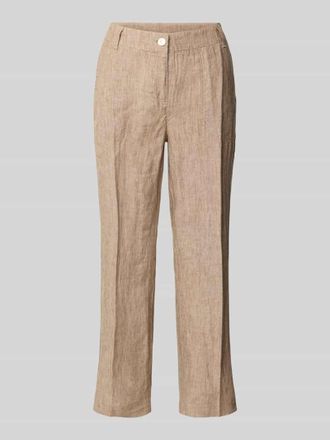 M.A.C Straight Leg Leinenhose in verk&uuml;rzter Passform Modell Nora in Beige Melange, Gr&ouml;&szlig;e 44