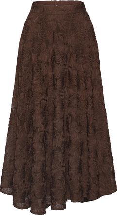 Rotate Flower Mesh Midi Skirt with Textured Floral Appliqu&eacute;s