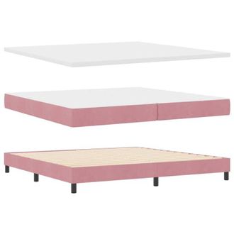 vidaXL Box Spring Bed with Mattress Black 100x200 cm Velvet Pink Vidaxl