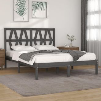 vidaXL Vidaxl - Estructura De Cama De Madera Maciza De Pino Gris 200x200 Cm