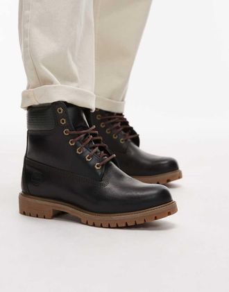 Timberland Stivali premium da 6 in pelle verde scuro con dettagli intrecciati
