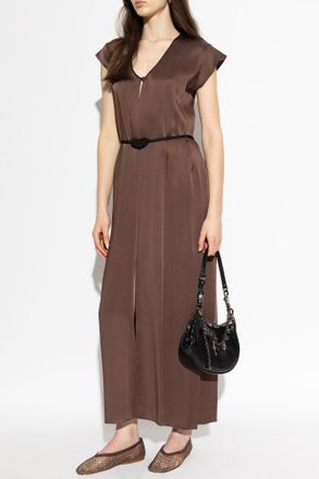 Forte_Forte Forte_forte Satin Dress With Belt, Womens, Brown